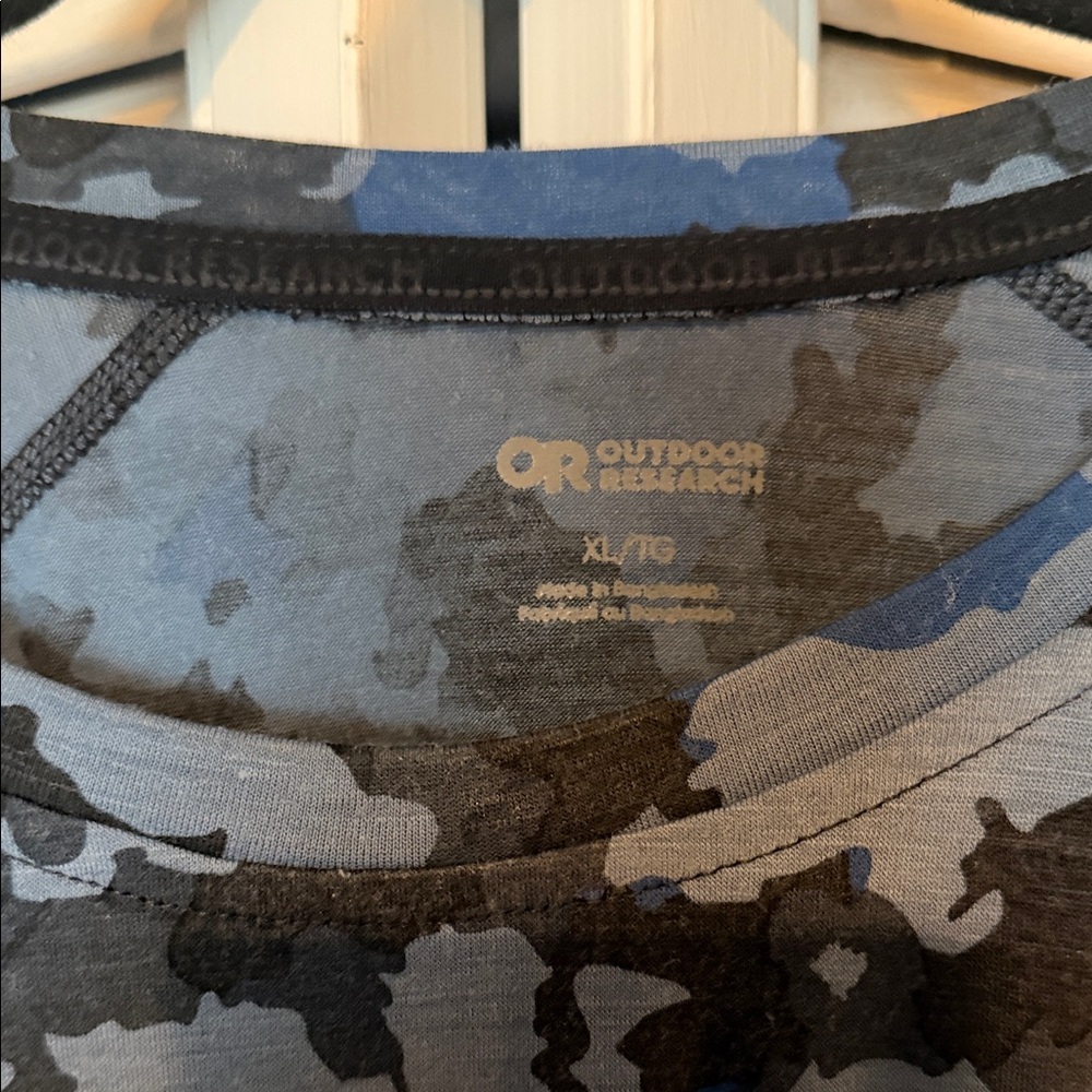 Outdoor Research Blue and Black Camouflage Base Layer Top NWOT
